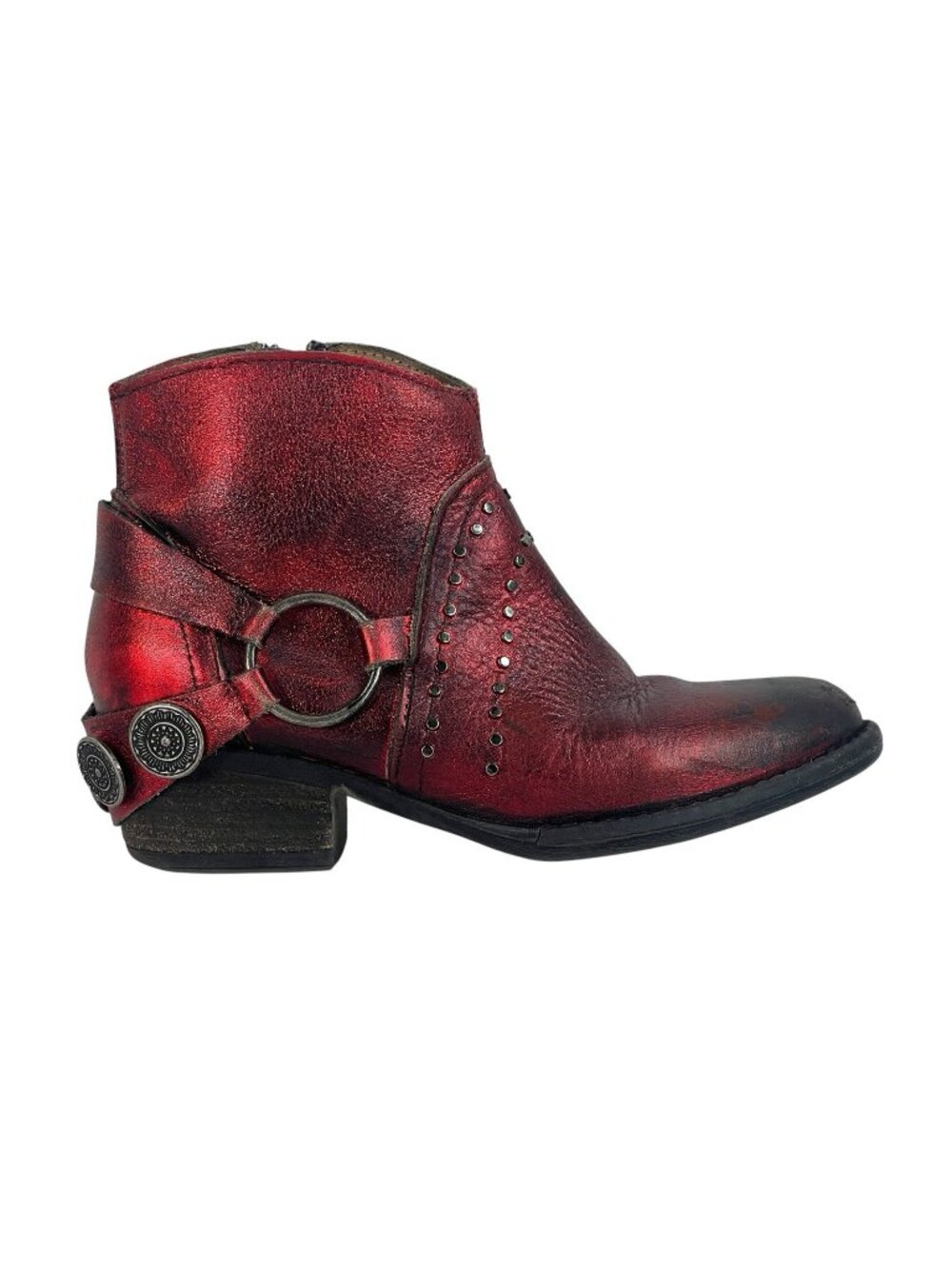 Circle G Ankle Boots Womens Metallic Red Western Cowgirl Studded/Coin 5.5/6M